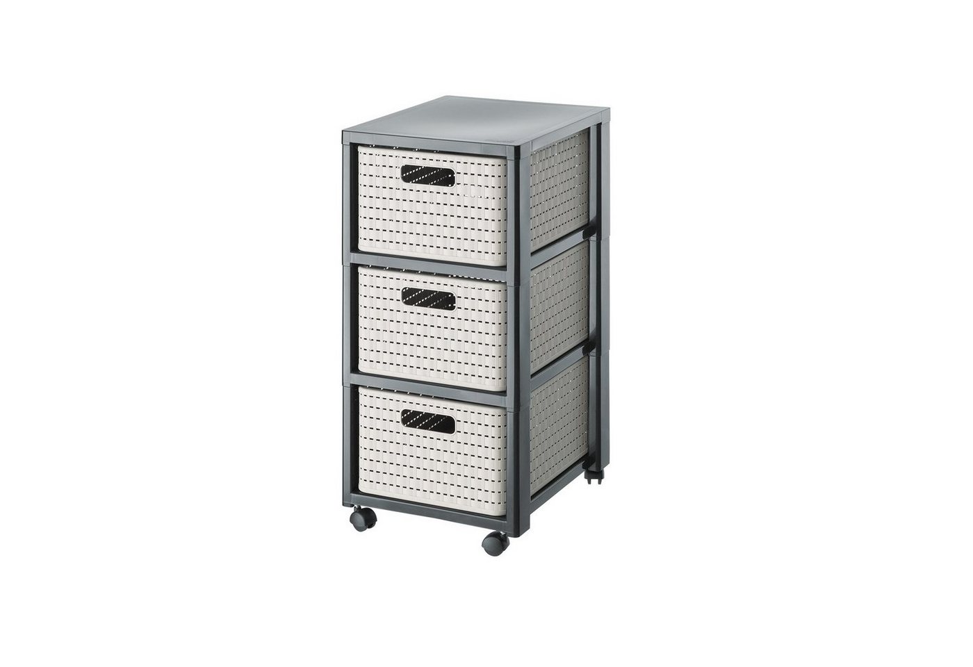 ROTHO Aufbewahrungsbox Country Rollcontainer mit 3 Schubladen in Rattan-Optik von ROTHO
