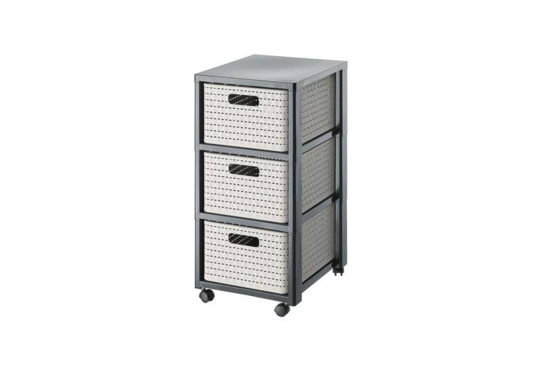 ROTHO Aufbewahrungsbox Country Rollcontainer mit 3 Schubladen in Rattan-Optik von ROTHO