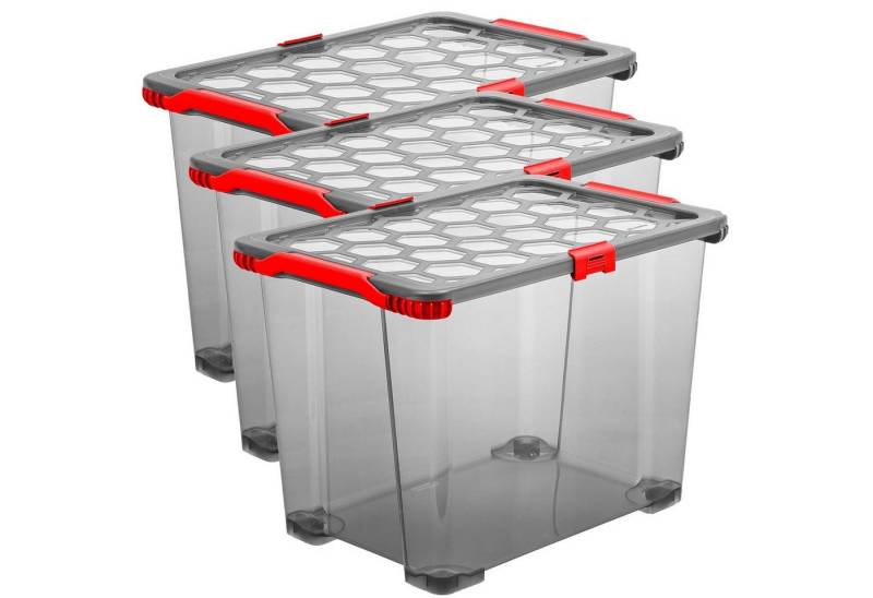 ROTHO Aufbewahrungsbox 3er-Set Evo Total Protection 65l Kiste mit Deckel und Räder (Aufbewahrungsset, 3er-Set) von ROTHO