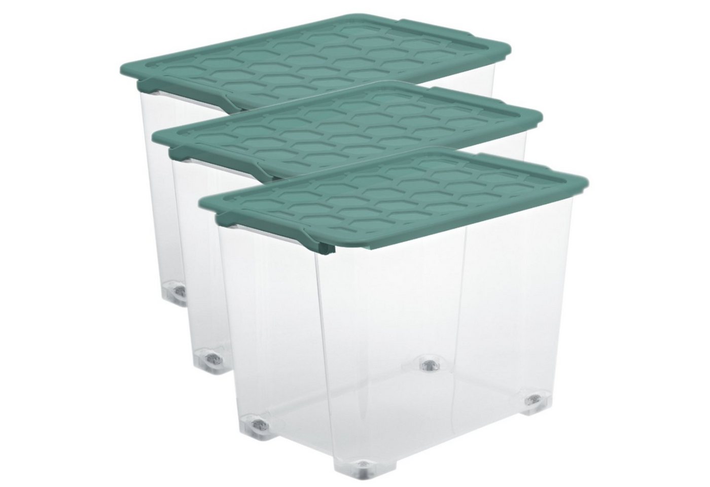 ROTHO Aufbewahrungsbox Evo Safe Keeping 3er-Set Aufbewahrungsbox 65l mit Deckel und Rädern, lebensmittelechter Kunststoff (PP) BPA-frei (Aufbewahrungsset, 3er-Set) von ROTHO