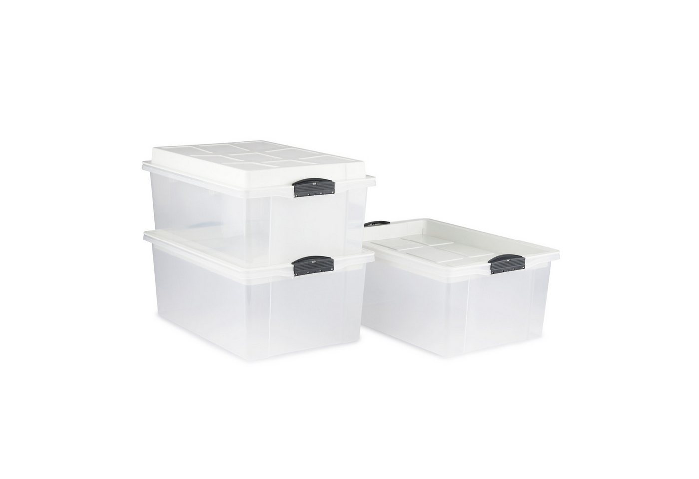 ROTHO Aufbewahrungsbox Jive Dome 3er-Set stapelbare A3 Aufbewahrungsbox 38l mit Deckel von ROTHO