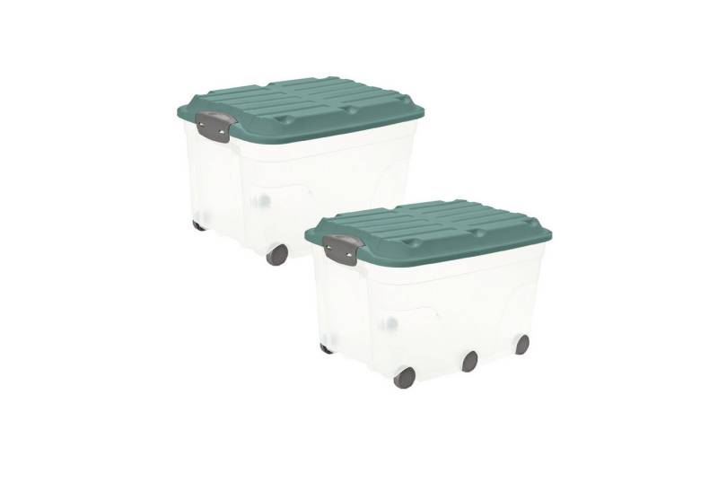 ROTHO Aufbewahrungsbox Roller 6 2er-Set Spielzeugkiste 57l mit Deckel und Rollen (Aufbewahrungsset, 2er-Set) von ROTHO