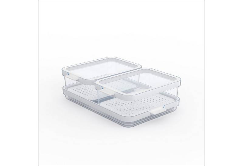 ROTHO Aufbewahrungssystem CAUMA Kühlschrank Organizer Set 3-tlg, stapelbare Vorratsdosen, Kunststoff, (Mehrteiliges Set, 3 Vorratsdosen in verschiedenen Größen), Stapelbar, vielseitig einsetzbar, langlebig von ROTHO