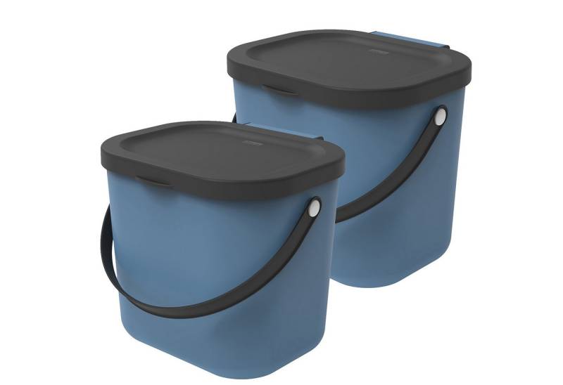 ROTHO Biomülleimer Albula 2er-Set Komposteimer 6l – kompakte Müllbehälter ideal für Küche, Stapelbar, mit Griff & Deckel – 6 l Recycling-Set für jeden Raum von ROTHO