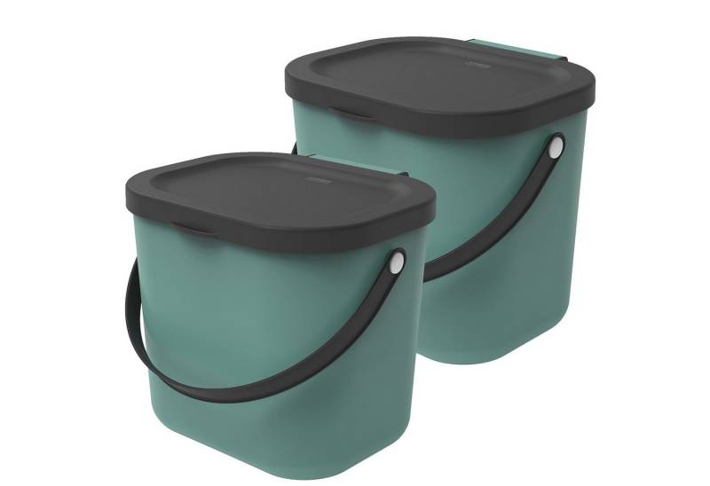 ROTHO Biomülleimer Albula 2er-Set Komposteimer 6l – kompakte Müllbehälter ideal für Küche, Stapelbar, mit Griff & Deckel – 6 l Recycling-Set für jeden Raum von ROTHO