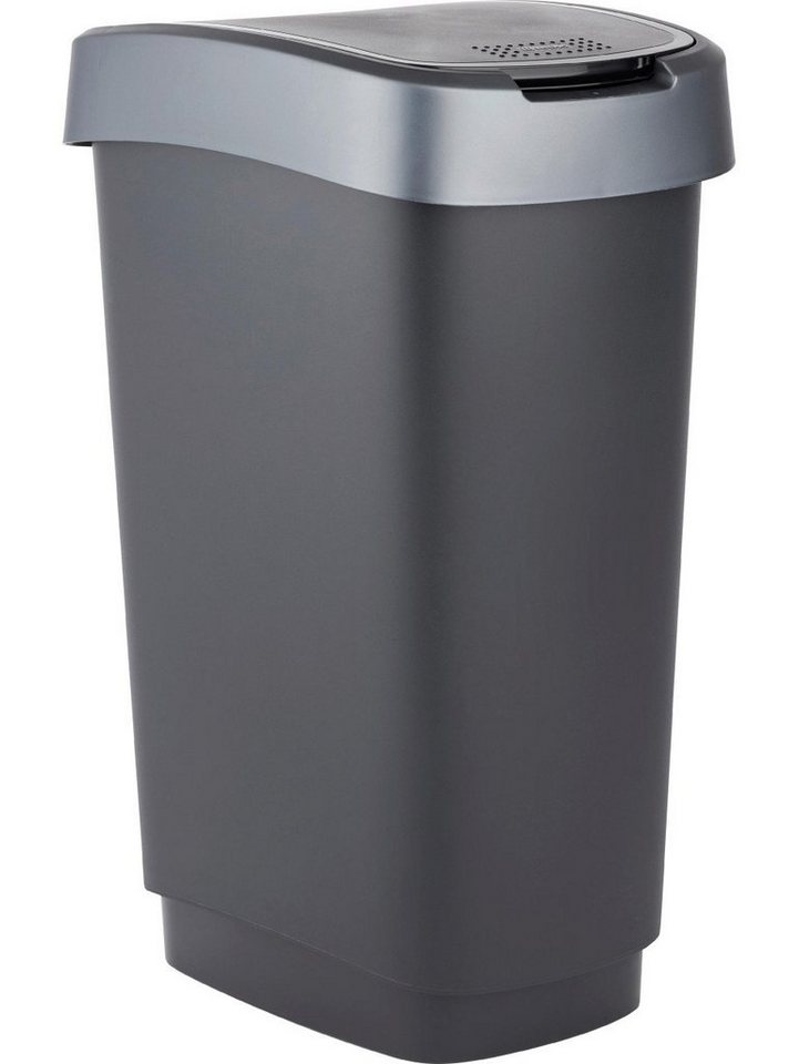 ROTHO Mülleimer Rotho Swingeimer Twist 50 L schwarz silber von ROTHO