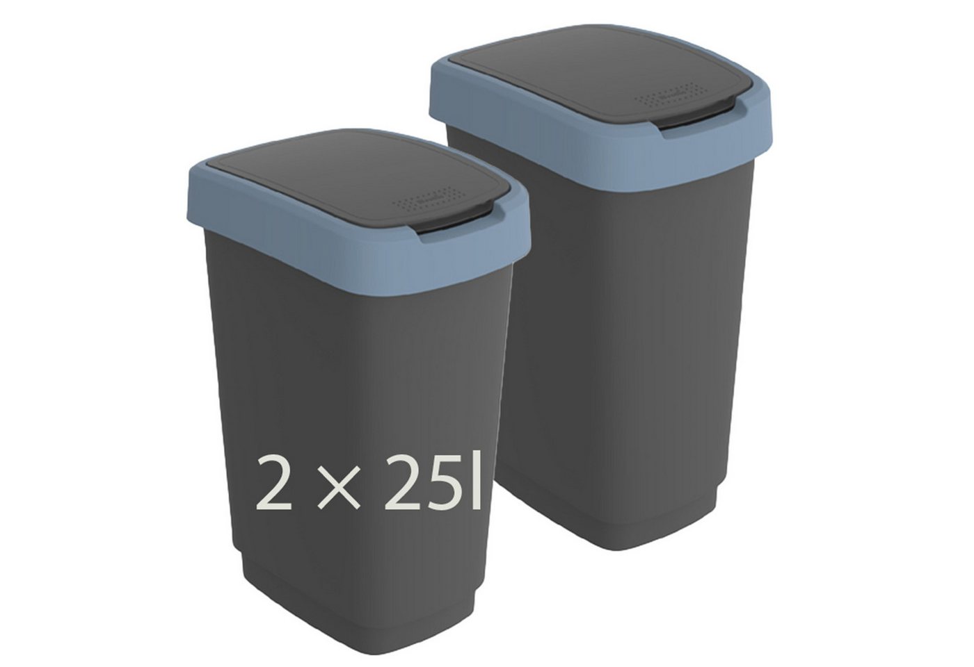 ROTHO Mülleimer TWIST 2er-Set Abfalleimer 25l - 2-in-1 Deckel - ideale Mülltrennung, ideal für Mülltrennung & Recycling ROTHO Mülleimer TWIST 2er-Set Abfalleimer 25l - 2-in-1 Deckel - ideale Mülltrennung, ideal für Mülltrennung & Recycling von ROTHO