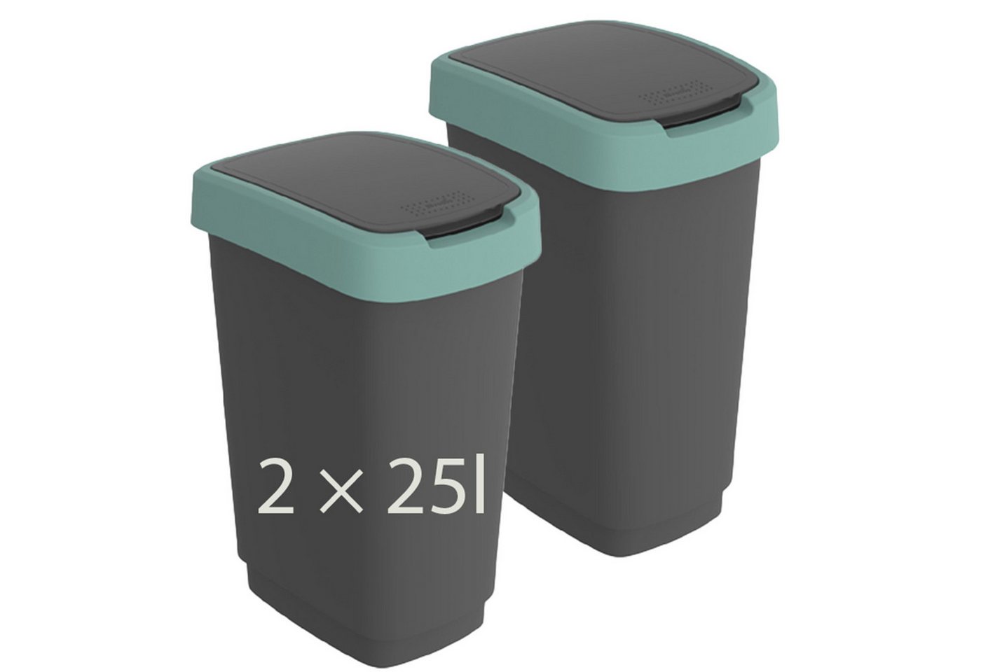 ROTHO Mülleimer TWIST 2er-Set Abfalleimer 25l - 2-in-1 Deckel - ideale Mülltrennung, ideal für Mülltrennung & Recycling von ROTHO