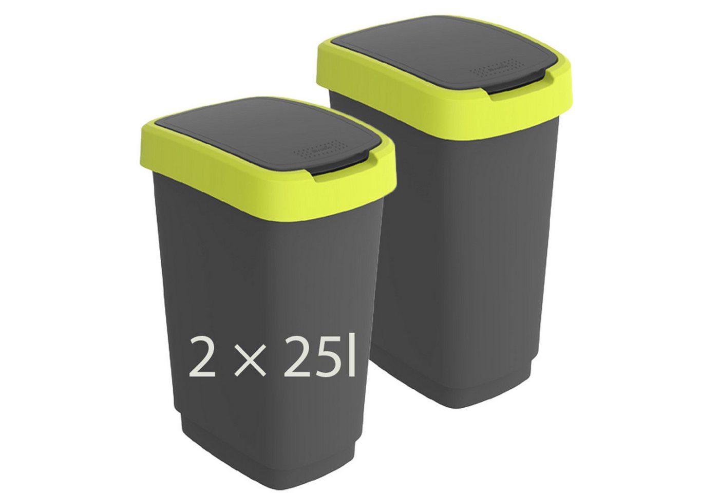 ROTHO Mülleimer TWIST 2er-Set Abfalleimer 25l - 2-in-1 Deckel - ideale Mülltrennung, ideal für Mülltrennung & Recycling von ROTHO