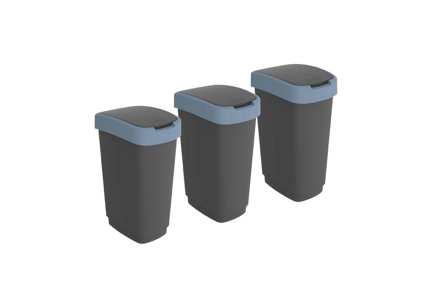ROTHO Mülleimer Twist 3er-Set Mülleimer 50l mit Deckel, Kunststoff (PP) BPA-frei von ROTHO