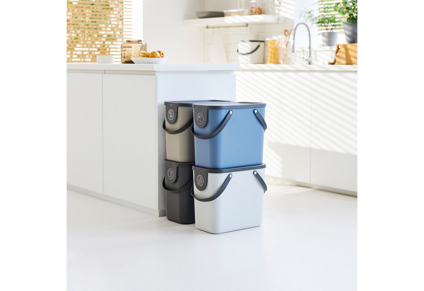ROTHO Mülltrennsystem Albula Mülltrennungssystem 25l für die Küche, Aus rezykliertem Kunststoff von ROTHO