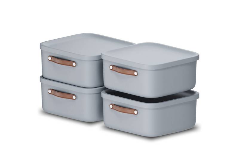 ROTHO Stapelbox 4er-Set Kiste mit Deckel Maloja 20l (Aufbewahrungsset, 4er-Set) von ROTHO