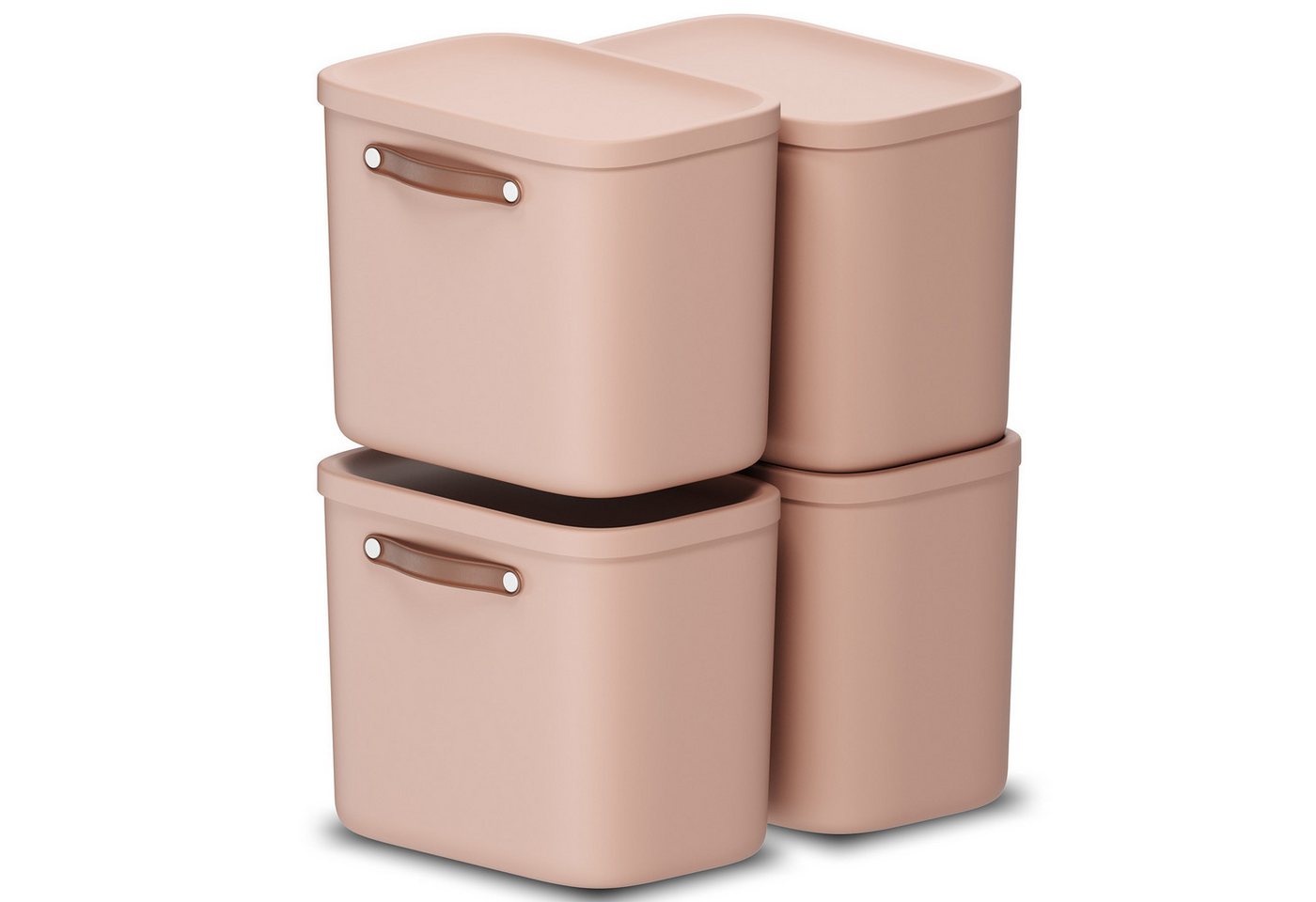 ROTHO Stapelbox 4er-Set Kiste mit Deckel Maloja 25l (Aufbewahrungsset, 4er-Set) von ROTHO