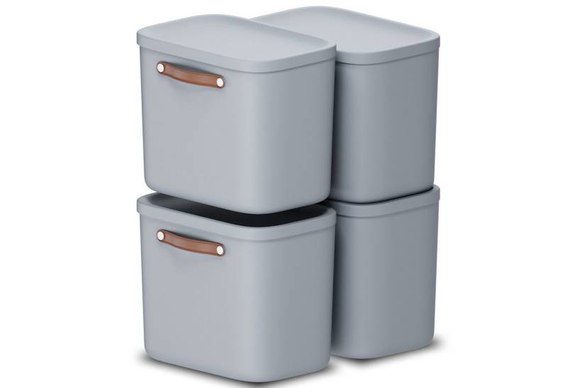 ROTHO Stapelbox 4er-Set Kiste mit Deckel Maloja 25l (Aufbewahrungsset, 4er-Set) von ROTHO