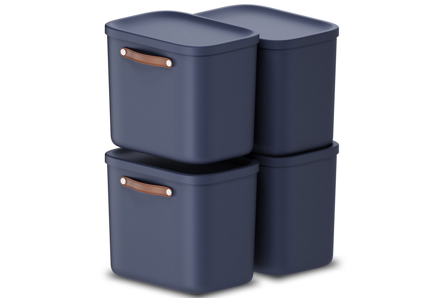 ROTHO Stapelbox 4er-Set Kiste mit Deckel Maloja 25l (Aufbewahrungsset, 4er-Set) von ROTHO