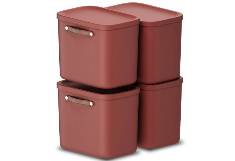 ROTHO Stapelbox 4er-Set Kiste mit Deckel Maloja 25l (Aufbewahrungsset, 4er-Set) von ROTHO