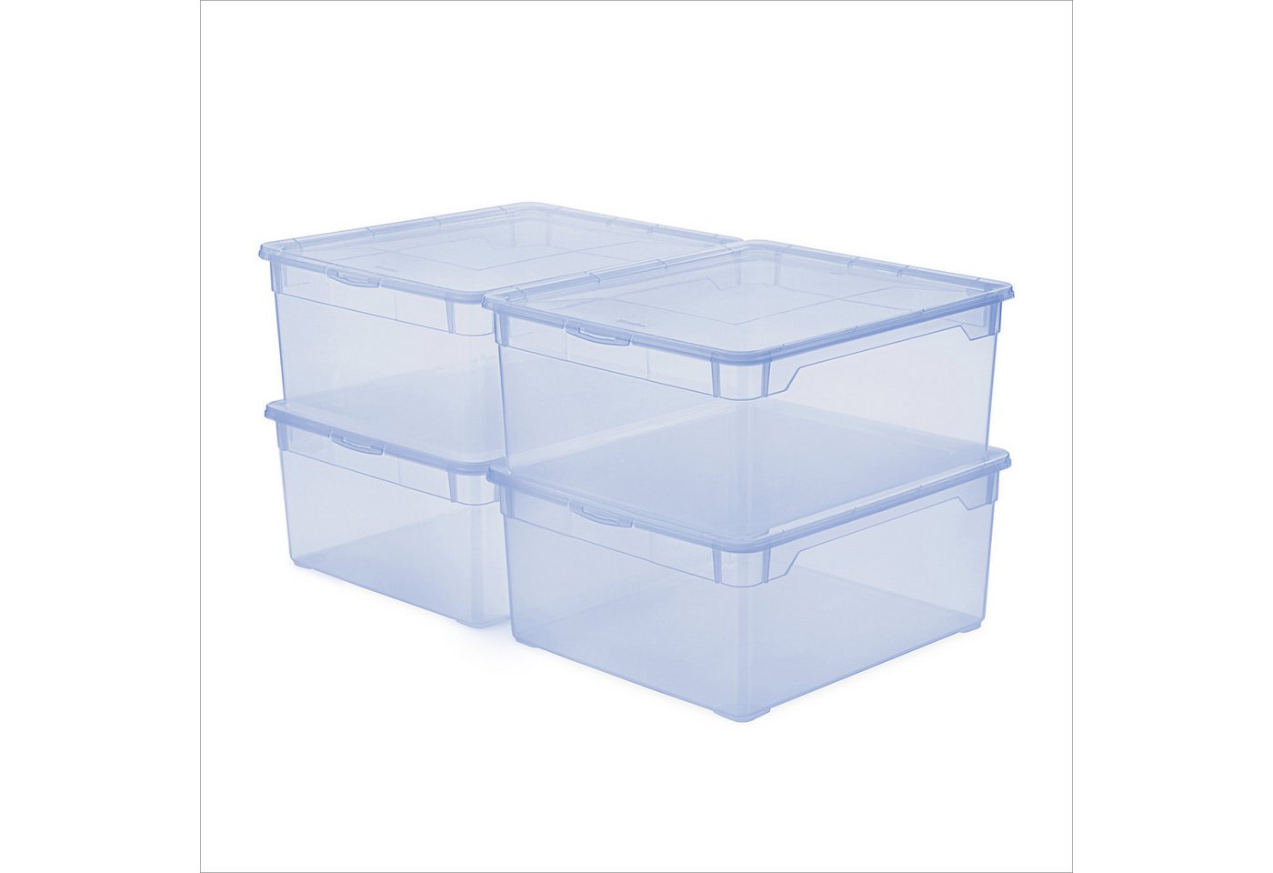 ROTHO Stapelbox Clear Box 18L Aufbewahrungsbox transparent stapelbar mit Deckel (4er-Set, 4 St., Stapelboxset) von ROTHO