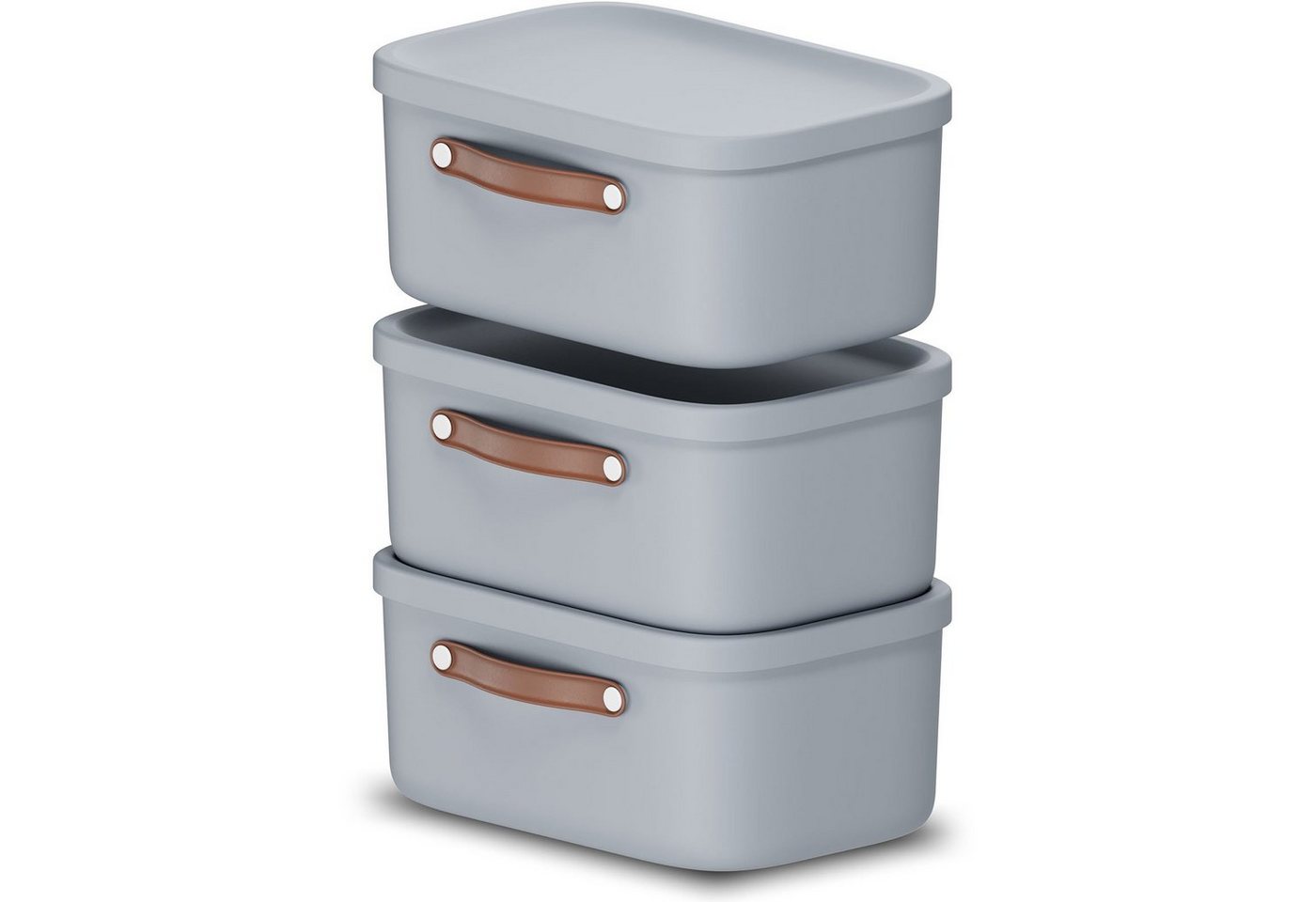 ROTHO Stapelbox 3er-Set Kiste mit Deckel Maloja 12l (Aufbewahrungsset, 3er-Set) von ROTHO