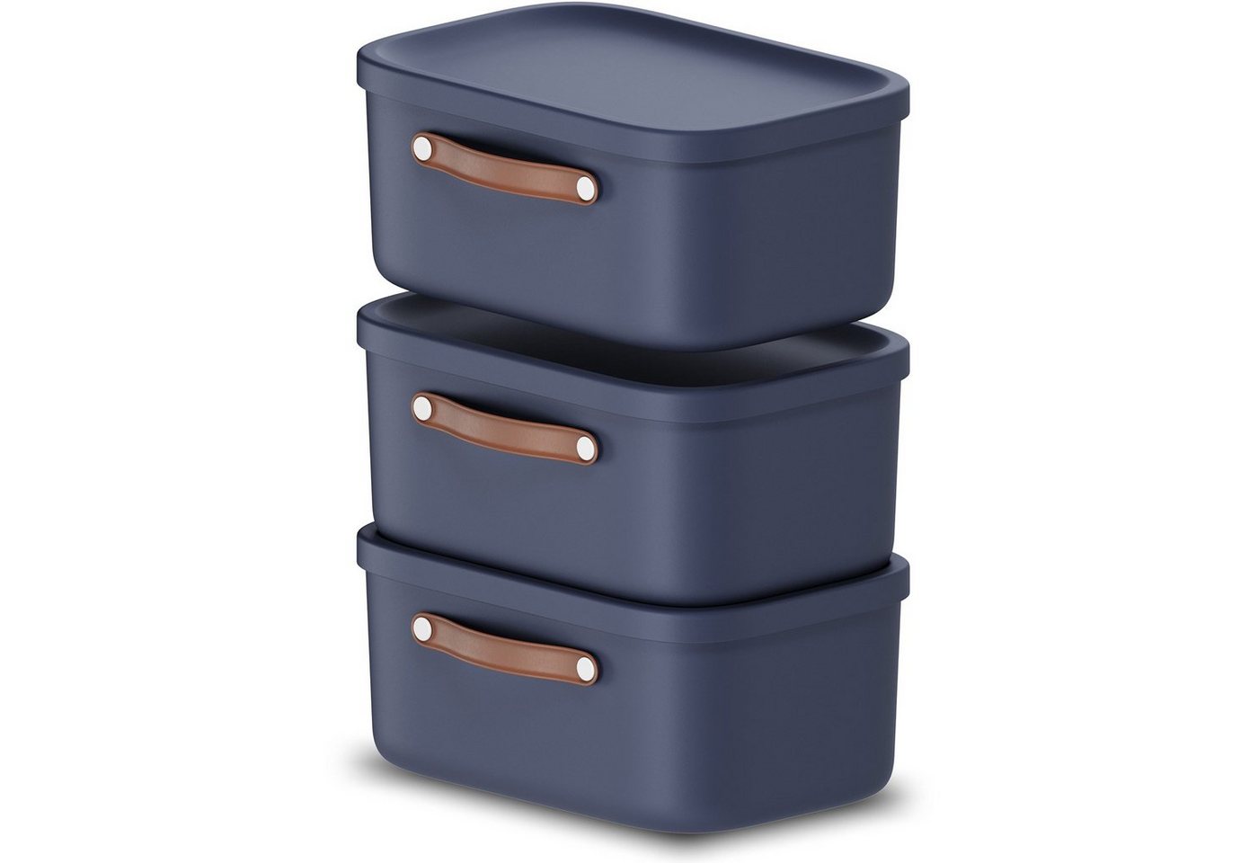 ROTHO Stapelbox 3er-Set Kiste mit Deckel Maloja 12l (Aufbewahrungsset, 3er-Set) von ROTHO