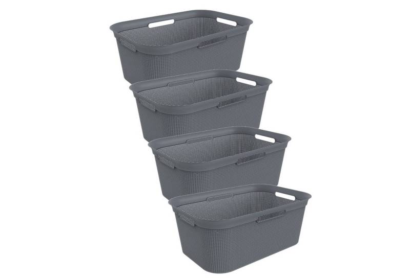 ROTHO Wäschekorb ROTHO Wäschekorb Brisen 4er-Set Wäschekorb 40l (Wäschekorbset, 4er-Set), Luftzirkulation innerhalb der Wäschebox von ROTHO