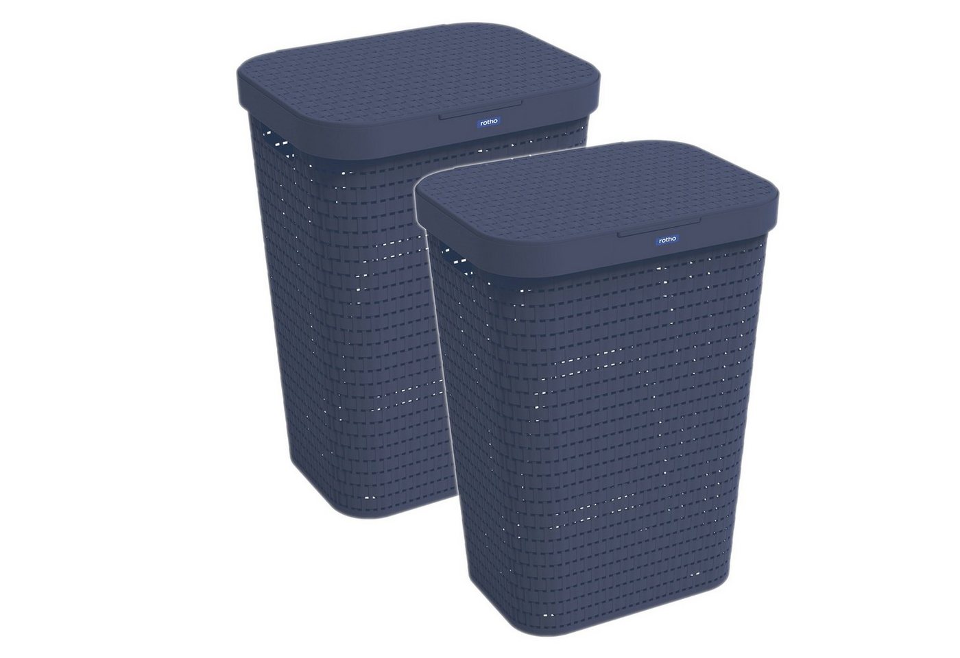 ROTHO Wäschekorb Country 2er-Set Wäschesammler 55l mit Deckel, Kunststoff (PP) BPA-frei (Wäschesammlerset, 2er-Set), Löcher an den Seiten ermöglicht Luftzirkulation innerhalb der Wäschebox von ROTHO