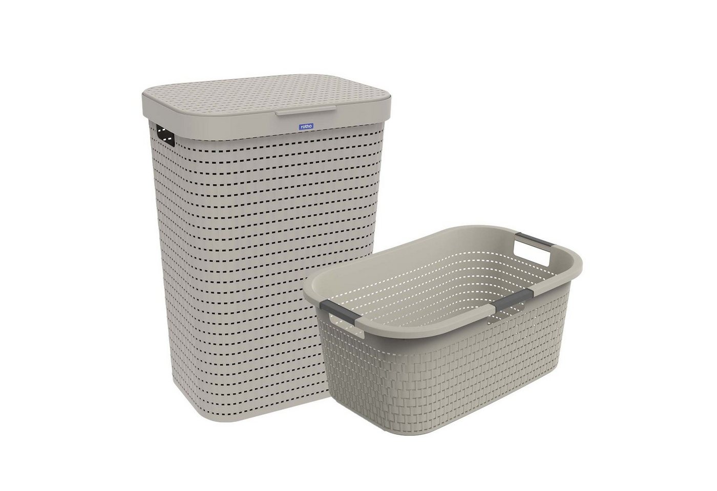 ROTHO Wäschekorb Country Wäscheset 2tlg. 55l, 40l, Kunststoff (PP) BPA-frei (Wäscheset, Set 2-tlg), Löcher an den Seiten ermöglicht Luftzirkulation innerhalb der Wäschebox von ROTHO