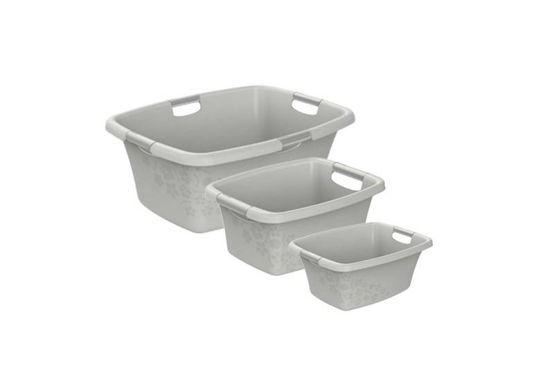 ROTHO Wäschewanne Flowers Wäschekorbset 3 tlg. 12l 25l 50l, Kunststoff (PP) BPA-frei (Wäschewannenset, Set 3-tlg), belastbare Tragegriffe von ROTHO