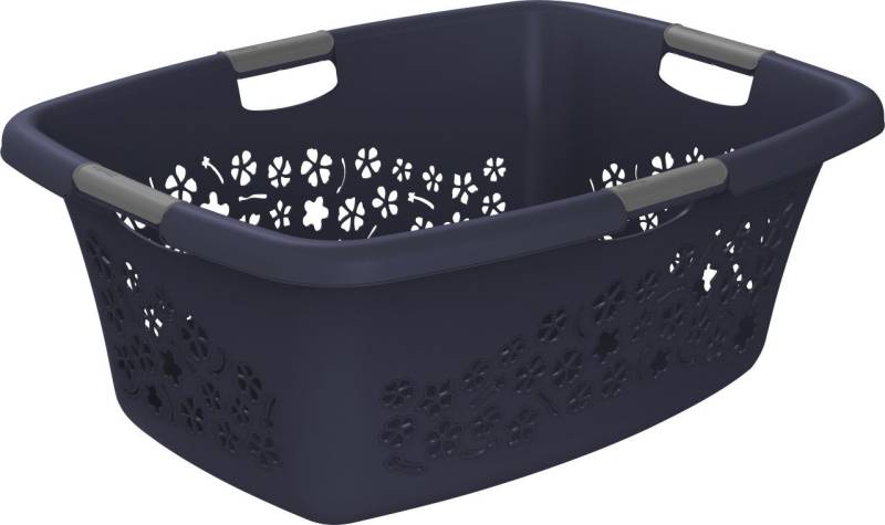 ROTHO Wäschewanne Rotho Wäschekorb Flowers 50 l midnight blau von ROTHO