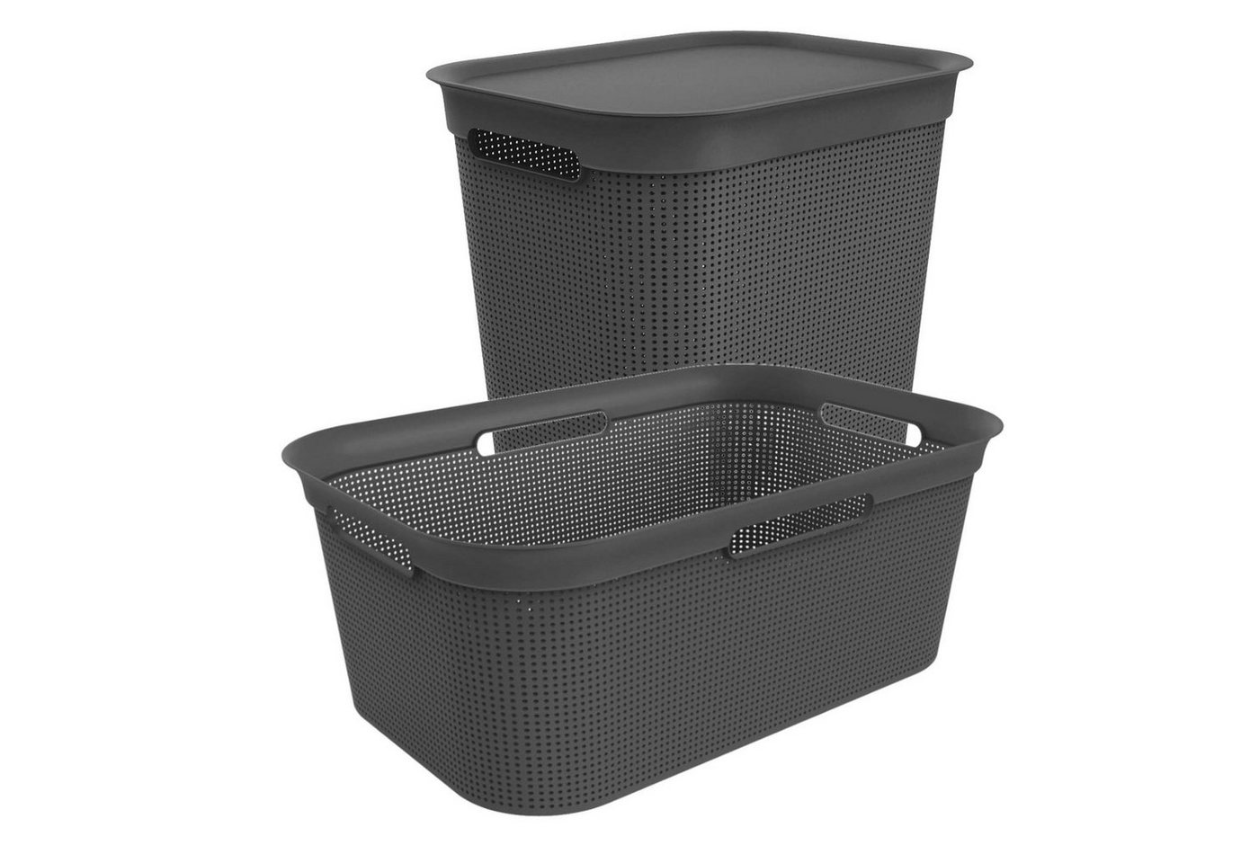 ROTHO Wäschekorb Wäschekorb Brisen Wäscheset 2tlg. 50l, Löcher an den Seiten ermöglicht Luftzirkulation innerhalb Wäschebox von ROTHO