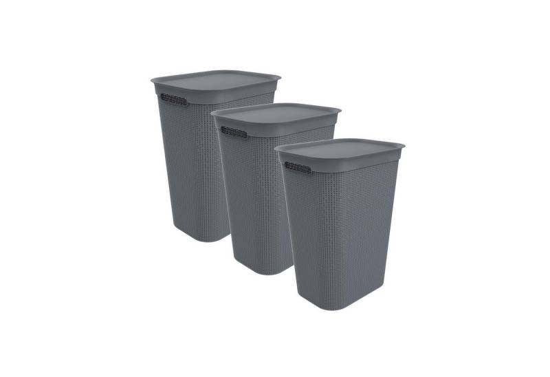ROTHO Wäschekorb äschekorb Brisen 2er-Set Wäschesammler 50l mit Deckel, Luftzirkulation innerhalb der Wäschebox von ROTHO