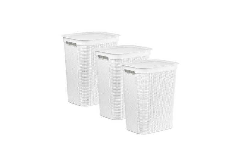 ROTHO Wäschekorb Wäschesammler Brisen 50l mit Deckel (3 St), Luftzirkulation innerhalb der Wäschebox von ROTHO