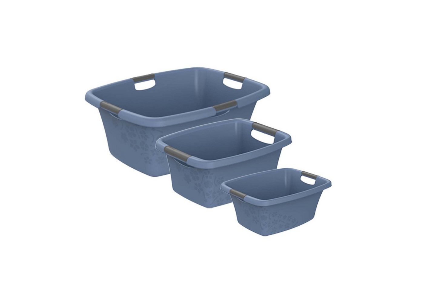 ROTHO Wäschewanne Flowers Wäschekorbset 3 tlg. 12l 25l 50l, Kunststoff (PP) BPA-frei (Wäschewannenset, Set 3-tlg), belastbare Tragegriffe von ROTHO