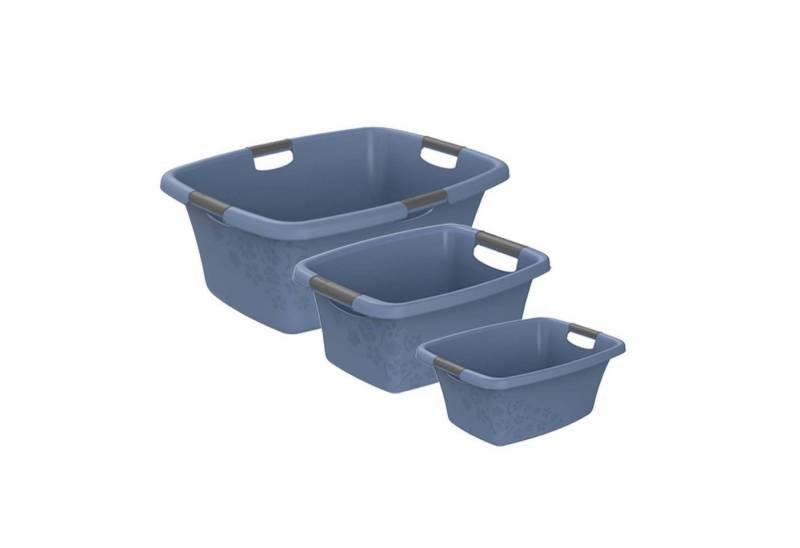 ROTHO Wäschewanne Flowers Wäschekorbset 3 tlg. 12l 25l 50l, Kunststoff (PP) BPA-frei (Wäschewannenset, Set 3-tlg), belastbare Tragegriffe von ROTHO