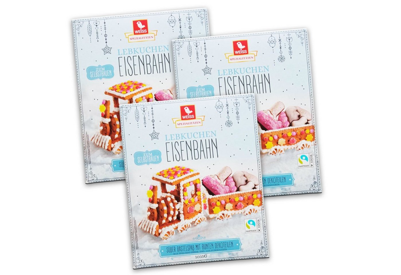 WEISS Weihnachtsfigur Weiss Lebkuchen Eisenbahn 3er Set von WEISS