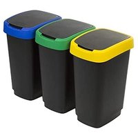 Twist 3 x 25 l Set di 3 cestini per Raccolta differenziata Coperchi Colorati - Rotho von ROTHO