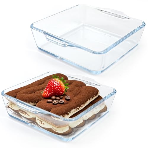 2 Stück Auflaufform Klein Glas, Transparent Mini Auflaufform mit Griff, Backofen und Mikrowellen Sicher, 15 x 13 x 4cm (0.4L) von ROTKUSZ