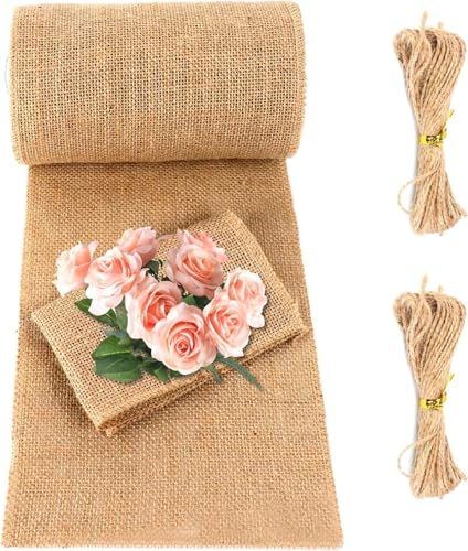 Jute Tischläufer - 10m x 30cm Beige Juteband Tischband, Jute Tischläufer Rolle, Natur Juteläufer Jutestoff für Tischdeko Hochzeit, Kommunion und Taufe | Strapazierfähig und Umweltfreundlich von ROTKUSZ