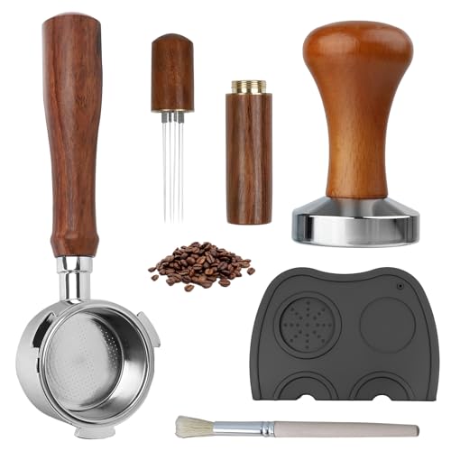 5PCS Kaffee Tamper Set 51mm, Espresso Tamper Set mit Bodenloser Siebträger 51mm mit 3 Ohren, Espresso Tamper, Espresso Mat, WDT Tool, Kompatibel mit DeLonghi Dedica EC685, EC680, EC785, EC885 5PCS Kaffee Tamper Set 51mm, Espresso Tamper Set mit Bodenloser Siebträger 51mm mit 3 Ohren, Espresso Tamper, Espresso Mat, WDT Tool, Kompatibel mit DeLonghi Dedica EC685, EC680, EC785, EC885 von ROTKUSZ