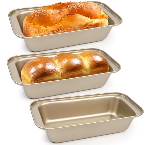 ROTKUSZ 3 Stück echteckig Brotbackform, Edelstahl Kastenform Kuchen mit Antihaftbeschichtung, Extra Dick Kastenform, leicht zu reinigen und langlebig, Geeignet zum Backen von Brot, Toast von ROTKUSZ