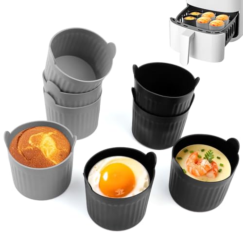 Silikonform Heißluftfritteuse, 8 Stück Ei Former Kuchenform für Heißluftfritteuse, Silikon-Auflaufförmchen für Luftfritteuse, Klein Antihaft Wiederverwendbar Airfryer Silikonform von ROTKUSZ