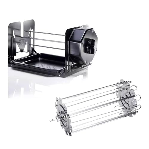 ROTO-Q 360 Nicht elektrischer Rotisserie Kit mit 10-teiligem Spieß-Set – Akku-Spießbräter für Grills, Öfen, Smoker, BBQs – Kochen im Innen- und Außenbereich (schwarz) von ROTO-Q 360