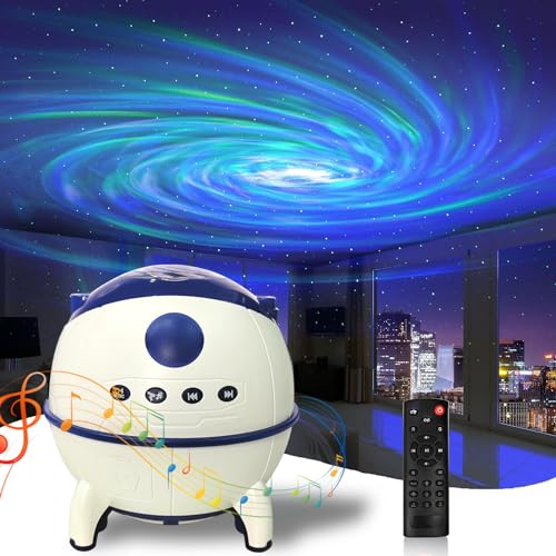 ROTOPATA LED Sternenhimmel Projektor mit Sternenlicht und Galaxy Projektor, Nachtlicht Kinder mit Fernbedienung/Timer/Bluetooth Lautspreche, Sternenhimmel Lampe für Kinder Erwachsene Geschenk von ROTOPATA