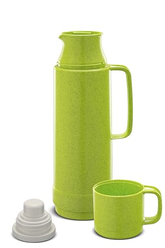 ROTPUNKT BIO Isolierflasche I 750ml I Isolierbecher I langlebig I nachhaltig I Kunststoff - schadstoffrei I Glaseinsatz (kiwi) von ROTPUNKT