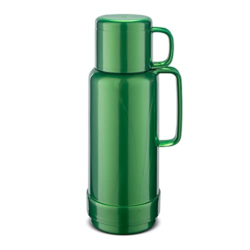 ROTPUNKT Isolierflasche 1 Liter mit integriertem Becher - Hochwertige Isolierkanne Made in Germany I Bis zu 24 h heiß & 36 h kalt (Andreas 80, Shiny Jade) von ROTPUNKT