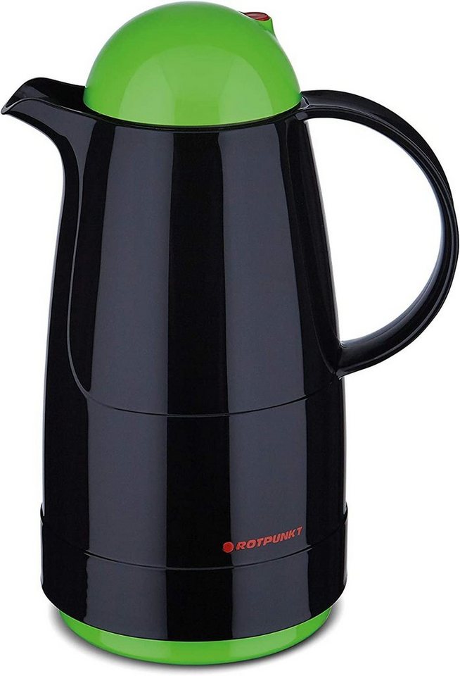 ROTPUNKT Isolierkanne 0,5 ltr. hochwertig I Glaseinsatz I BPA Frei I 24 Std warm 36 std kalt, 0,5 l, (Kaffeekanne I Teekanne, 200 black/grashopper), Glaskolben aus doppelwandigem Rosalin-Glas von ROTPUNKT