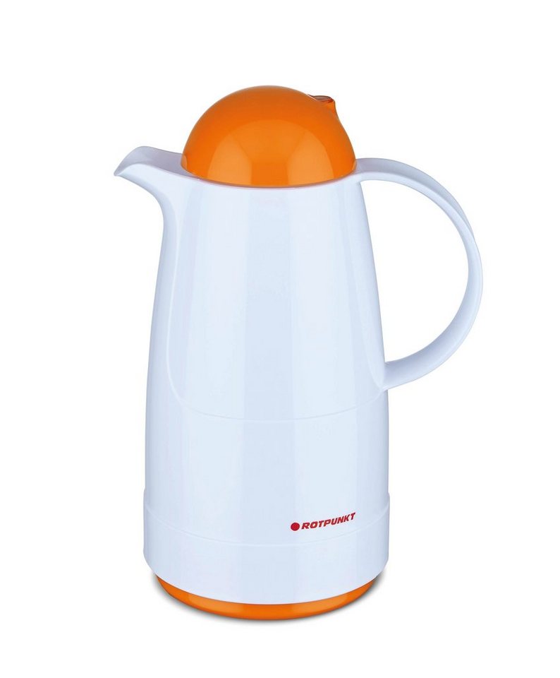 ROTPUNKT Isolierkanne 0,5 ltr. hochwertig I Glaseinsatz I BPA Frei I 24 Std warm 36 std kalt, 0,5 l, (Kaffeekanne I Teekanne, 200 polar/clementine), Glaskolben aus doppelwandigem Rosalin-Glas von ROTPUNKT