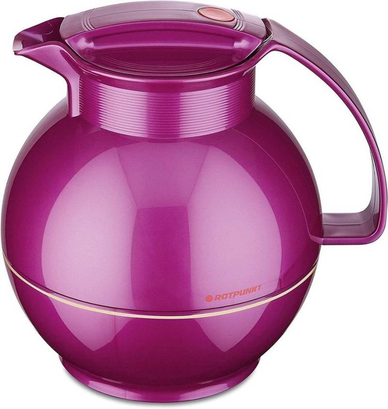 ROTPUNKT Isolierkanne 1,0 Liter I Glaseinsatz I hochwertig I Kugelkanne I große Öffnung, 1 l, (360) Kaffeekanne I Teekanne, shiny grape), Glaskolben aus doppelwandigem Rosalin-Glas von ROTPUNKT