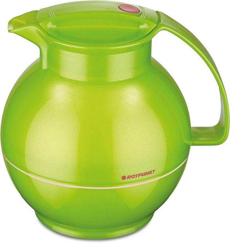 ROTPUNKT Isolierkanne 1,0 Liter I Glaseinsatz I hochwertig I Kugelkanne I große Öffnung, 1 l, (360) Kaffeekanne I Teekanne, shiny pear), Glaskolben aus doppelwandigem Rosalin-Glas von ROTPUNKT