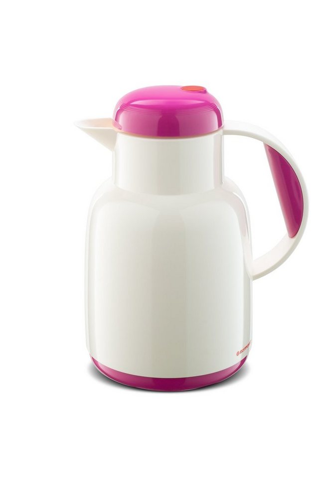 ROTPUNKT Isolierkanne 1,0 ltr. hochwertig I Glaseinsatz I BPA Frei I 24 Std warm 36 std kalt, 1 l, (Kaffekanne I Teekanne, 970 white/dragonfruit), Glaskolben aus doppelwandigem Rosalin-Glas von ROTPUNKT