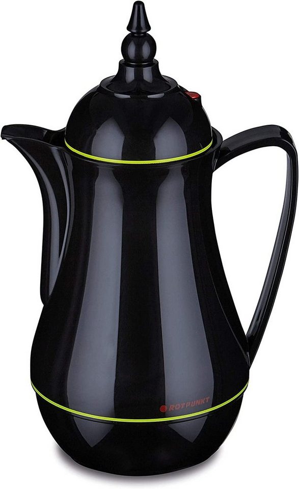 ROTPUNKT Isolierkanne 1,0 ltr. hochwertig I Glaseinsatz I Thermo I 24 std warm 36 Std kalt, 1 l, (Kaffeekanne I Teekanne, 911 black/summersquash), Glaskolben aus doppelwandigem Rosalin-Glas von ROTPUNKT